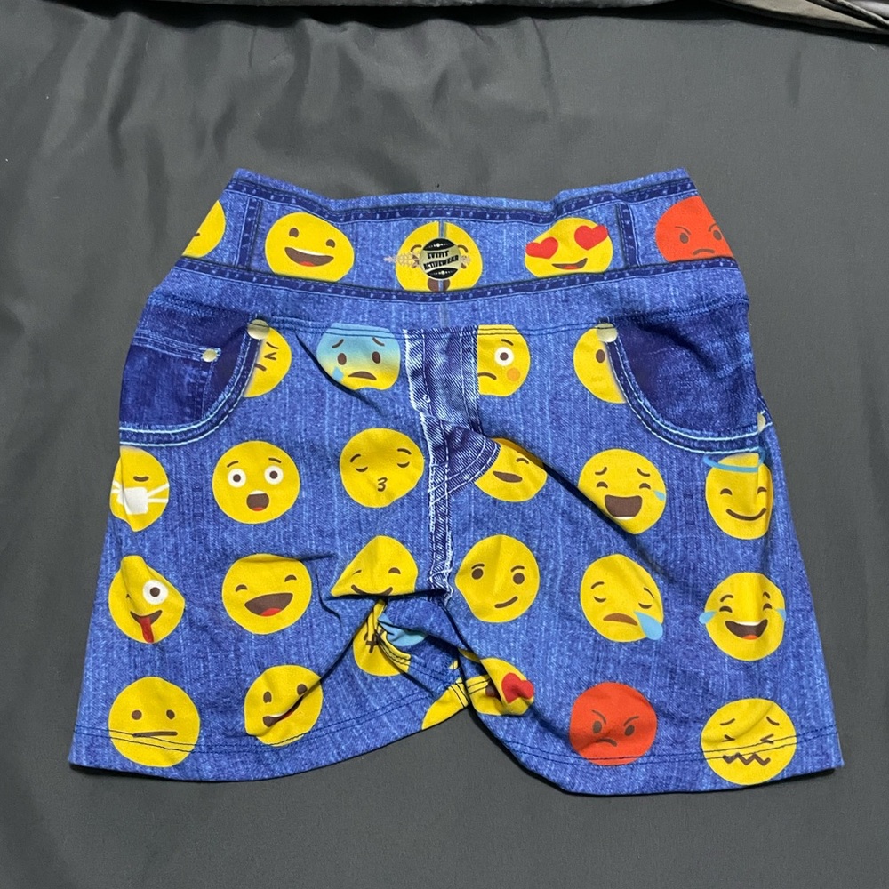 Evyfit Activewear emoji fake jean shorts with butt scrunch